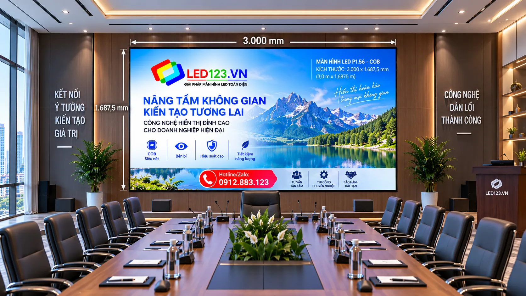 Báo giá màn hình led P1.5 - COB, kích thước 3000  x 1687,5 (mm)