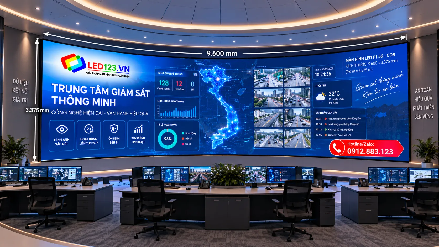 Cung cấp màn hình led trung tâm giám sát đô thị thông minh