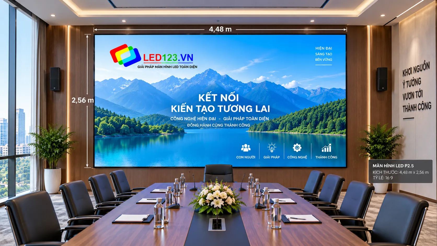 Báo giá màn hình LED P2.5 phòng họp 4,48 × 2,56m