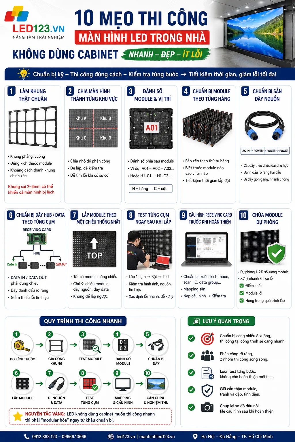 Mẹo thi công LED trong nhà không dùng Cabinet